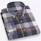 Men's Classic Plaid Oxford Long Sleeve Shirts Pocket 100% Cotton Business Casual Formal Standard Fit Workwear Button Down Shirts