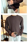 New Korean Retro Men Basic Sweater Luxury Knitted Solid Color O Neck Long Sleeve Pullover Casual Slim Premium Quality Knitwear