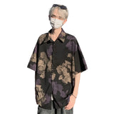 Summer Short Sleeved Shirt Men Retro Printed Shirt Mens Streetwear Loose Flower Shirts Mens Hawaiian Shirt Man Large Size 5XL