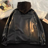 Autumn and winter street style American men and women trendy personalized fake couple loose PU leather jacket casual top y2k