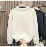 New Korean Fashion Men Cardigan Coat Light Luxury Trendy Knit Zipper Long Sleeve Sweater Jackets High Quality Patchwork Knitwear