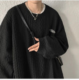 Korean Men Harajuku Sweatshirts Hip Hop Solid Color Basic O Neck Oversized Pullovers Autumn Fashion Casual Long Sleeve Tops
