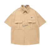 Mens Y2k Waffle Metal Button Shirt High Quality Soft Casual Comfortable Daily Hip Hop College Style Tops Unisex Summer New Style