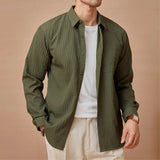 New Trend Men Luxury Business Shirts Casual Striped Long Sleeve Cardigan Tops Japanese Style Fashion Leisure Commuter Blouse