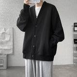 Autumn Men's Knitted Cardigan V-neck Solid Color Single-breasted Korean Sweatshirts  Man Sweatercoat Fashion Mens Clothes 8XL