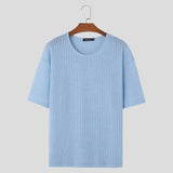 Men T Shirt Striped Short Sleeve Transparent Summer Casual Camisetas Streetwear Fashion Leisure Camisetas S-5XL