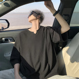 Men's Striped T shirts Cotton Solid 4XL Mens Summer Wear Oversized T-Shirt Casual Tee Shirts Fashion Male Clothes Big Size