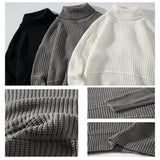 Turtleneck Pullover Men's Long Sleeve Rollneck Sweater Autumn Winter Mens Casual Korean Style Fashion Warm Knitted Sweater