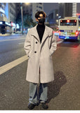 New 2025 Autumn Winter Men Imitation Wool Overcoat Stand Collar Mid Long Single Breasted Windproof Warm Coat Fashion Outerwear