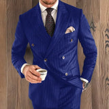 Black Stripe Men Suits Double Breasted Blazer Latest Coat Pant Designs Slim Fit 2 Piece Tuxedos Custom Made Groom Prom