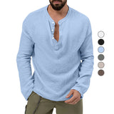 Spring and Autumn New Men's Shirt Casual Seersucker Solid Color Long Sleeve Shirt Loose Style Button Men's Clothing
