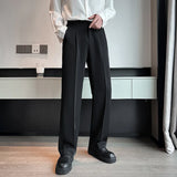Spring Summer Men Suit Pants Wide Leg Long Drape Trousers Fashion Streetwear Clothing Solid Stretch Waist Oversize Pants Black