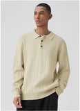 New British Retro Men Polo Neck Sweater Light Luxury Knit Loose Long Sleeve Pullover Casual Solid Color Premium Knitwear M-3XL