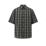 New Summer Men's Shirts Plaid Design Short Sleeved Turn-down Collar Casual Menswear Single Breasted Loose Male Tops