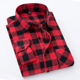 Plaid Shirt New Autumn Winter Flannel Red Checkered Shirt Men Shirts Long Sleeve Chemise Homme Cotton Male Check Shirts