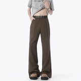 Summer Brown Suit Pants Men Fashion Society Mens Black Dress Pants Korean Loose Straight Pants Mens Office Formal Trousers