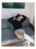New Korean Trendy Men Henry Sweater Light Luxury Knitted Solid Color Long Sleeve Pullover Premium Quality Skin-friendly Knitwear