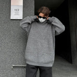 Autumn Winter Hooded Solid Color Sweater Men Loose Casual Oversize Mens Knitted Lazy Sweatshirt Unisex Casual Pullover 2XL-M
