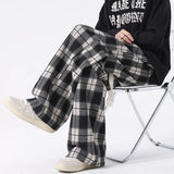 Told Tale Plus Size Spring Casual Plaid Pants Men Wide Leg Couple Straight Pantalones Harajuku Mopping Oversize 8XL 7XL