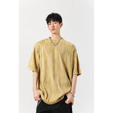 Round Neck Ice Silk Pleated T-Shirt Men's Quick Drying Breathable Casual T Shirt Leisure Sport T-shirt Men Plus Size 8XL-M
