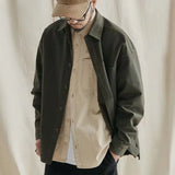 Hong Kong Tooling Shirt Autumn Shirt Coats Men's Loose Casual Cotton Cargo Shirts Fat Man Plus Size Japanese Retro Streetwear