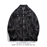 New spring denim jacket man coat Vintage Loose Denim Jacket with Grid Pattern High End American Casual Jean Coat for Men