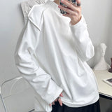 Autumn Winter Fashion Elegant Niche Half Turtleneck Long-Sleeved T-Shirt Mens Pullover Casual Loose Cotton Top Bottoming Shirt