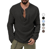 Spring and Autumn New Men's Shirt Casual Seersucker Solid Color Long Sleeve Shirt Loose Style Button Men's Clothing