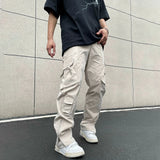 Retro American High Street Solid Loose Overalls Straight Casual Pants Fashion Trend Couples Straight Casual Functional Trousers