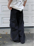 Cyber Y2K Streetwear Washed Black Baggy Jeans Cargo Pants For Men 90S Vintage Clothes Gothic Cotton Trousers Pantalon Homme