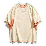 Trendy Short Sleeved T-shirt Men's Simple Summer Cotton Half Sleeved Top Japanese Patchwork Sports Casual T-shirt Fitness Design