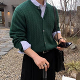 New Korean Fashion Men Cardigan Light Luxury Knitted O Neck Long Sleeve Sweater Coats  Autumn Leisure Premium Jacquard Knitwear