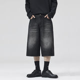 Oversized Baggy Men's Denim Shorts Summer Fashion Retro Casual Loose Wide-leg Calf-length Jeans Harajuku Y2K Streetwear