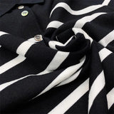 Summer Men's Clothing Light Luxury Button-down Knit Polo Shirt Popular Lapel Striped Short Sleeve Leisure Fashion Knitwear
