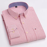 Men's Classic Plaid Oxford Long Sleeve Shirts Pocket 100% Cotton Business Casual Formal Standard Fit Workwear Button Down Shirts