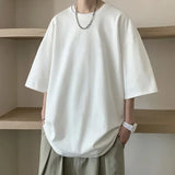 Men's Cotton T-shirts White Mens Oversized T Shirt Solid Summer Casual Wear Tee Shirts Fashion for Men 5XL Male Clothes