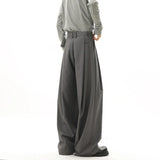 Grey Black Suit Pants Men Oversized Society Mens Dress Pants Korean Casual Loose Wide Leg Pants Mens Office Formal Trousers