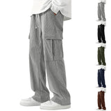 New European and American High Street Fashionable Overalls Men's Corduroy Loose Wide Leg Straight All-Matching Casual Pants