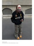 American Retro High-end Fashion High Street Jacket Men Women Couple Autumn Winter Trendy Splicing Embroidered Short Men's Jacket