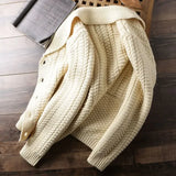 Men's Cardigan Sweater Autumn Winter Thickened Casual Coat Solid Color Long Sleeves Single-breasted Pockets Knitted Sweaters