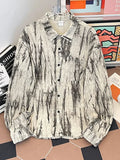 Spring Tie-dye Long Sleeve Corduroy Shirt For Men Y2K Vintage Streetwear Casual Shirts Elegant Man Clothes Hip Hop Blouse