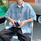 Shirts Men Design Retro Handsome Baggy Ulzzang Ins Hip Hop Streetwear Summer All-match Рубашки Teens Clothes Personality Stylish