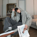 American autumn and winter men and women trendy street personality cardigan hooded sweater couple loose casual knitted top y2k