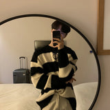 Men's Knitted Drooping Striped Sweater Light Luxury Pullover Casual Loose O Neck Solid Color Long Sleeve Korean Popular Knitwear