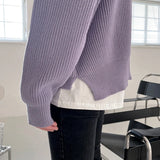 Autumn Men's Luxury Knitted Solid Color Pullover Sweater Long Sleeve Casual Solid Color Loose Stylish Texture Leisure Knitwear