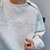 2025SS Hip Hop Sweatshirt Loose Shoulder-down Steel Stamp Raised Letter Zipper O-neck Shirt Men's High-end Hat-free Clothing