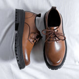 Fashion brand men's genuine leather British style thick soled work shoes for men's comfortable large toe leather shoes