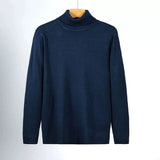 New Korean Fashion Men Sweater Light Luxury Trendy Turtleneck Knit Solid Color Pullover Leisure Retro Long Sleeve Basic Knitwear