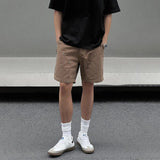 Mens Casual Metal Rivet Five-Quarter Pants Genderless New American Retro Personality Versatile Solid Color Shorts Unisex