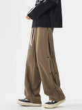 Fashion Men's Baggy Straight Casual Pants Cotton Comfortable Stretch Trousers Sweatpants Joggers Classic Black Khaki Male Clothe